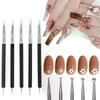 5Pcs/Set Double-Headed Silicone Nail Art Pens Rhinestones Picker 3D Nail Carving Dotting Manicure Tools For Nail Art Design