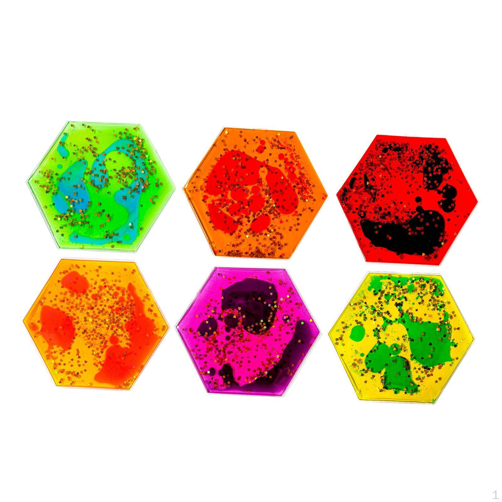 

Set of 6 Soft Gel Liquid Sensory Play Mats, for Babies And Children Ages 3-4. These Water Hexagonal