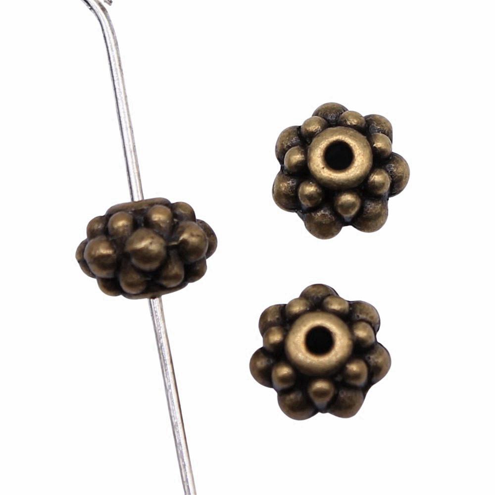 Multi Color Flower Edge Spacer Beads Metal Charms For Jewelry Making Accessories