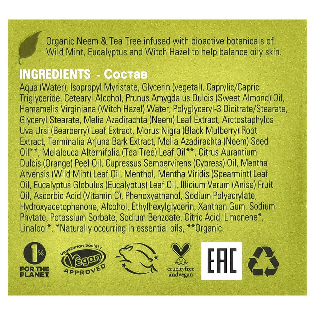 Purifying Protecting Night Cream, Neem + Tea Tree, 50Ml (1.7Fl Oz)