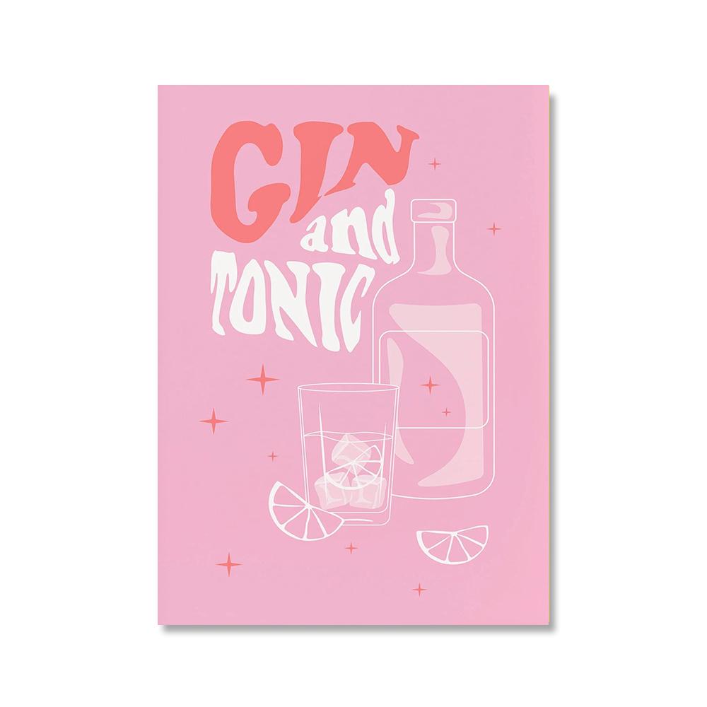 Retro Cocktail Drink Poster Whisky Gin Tonic Canvas Painting Boho Wall Art Picture For Kitchen Bar Living Room Home Decoration