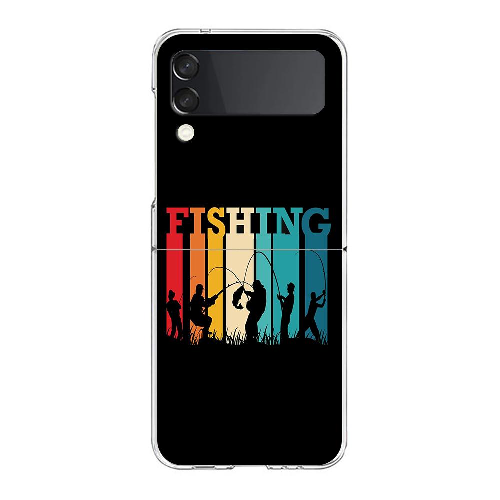 Carp Fishing Fish Phone Case For Samsung Galaxy Z Flip 3 4 5 Hard Folding Clear PC Bumper For Samsung Z Flip 6 Back Cover
