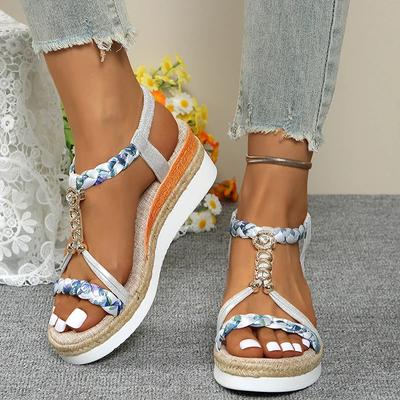 Moda Moda Sandały na Platformie z Paskiem T dla Kobiet Nowe Mieszane Kolory Elastyczna Gumka Sandały na Koturnie Kobieta Lato Codzienne Odkryte Palce Sandalias Kobieta