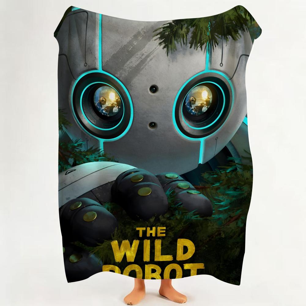 Movie T The W Wild R Robot Throw Flannel Throw Blanket Suitable for Sofa Living Room Bedroom
