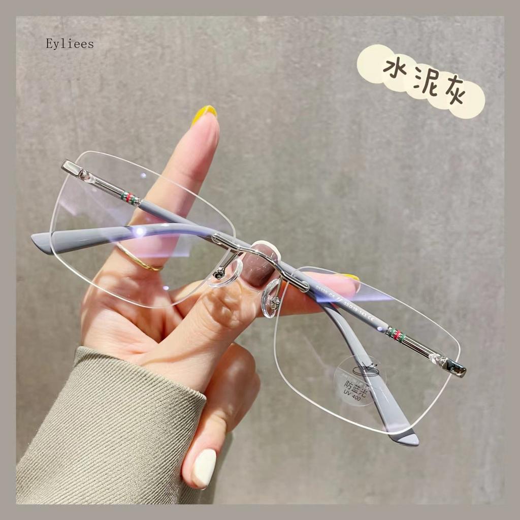 Rimless Ladies Myopia Eyeglasses Anti Blue Light Minus Eyeglasses Finished Prescription Near Sight Eyewear Diopter 0-4.0