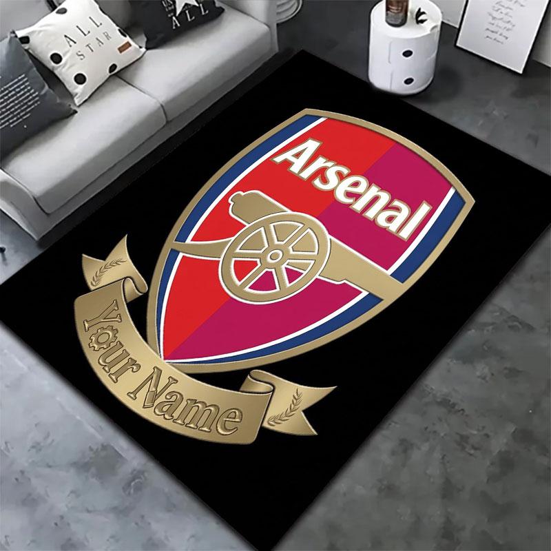 Tapis Arsenal F Nom Personnalisé pour Salon Chambre Maison Décoration Canapé, Tapis de Sol Antidérapant pour Jouer aux Enfants