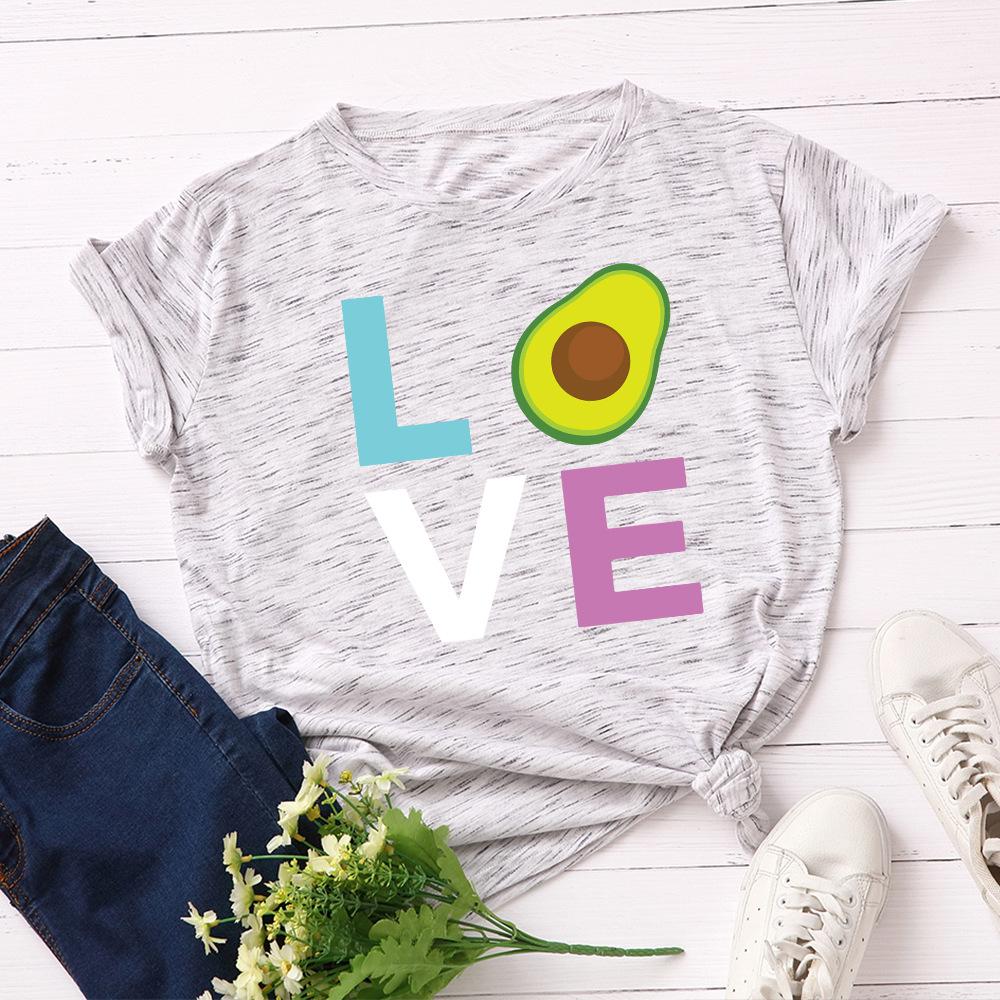 Cotton T-Shirt Short Sleeve Round Neck Women 2d Print Tops