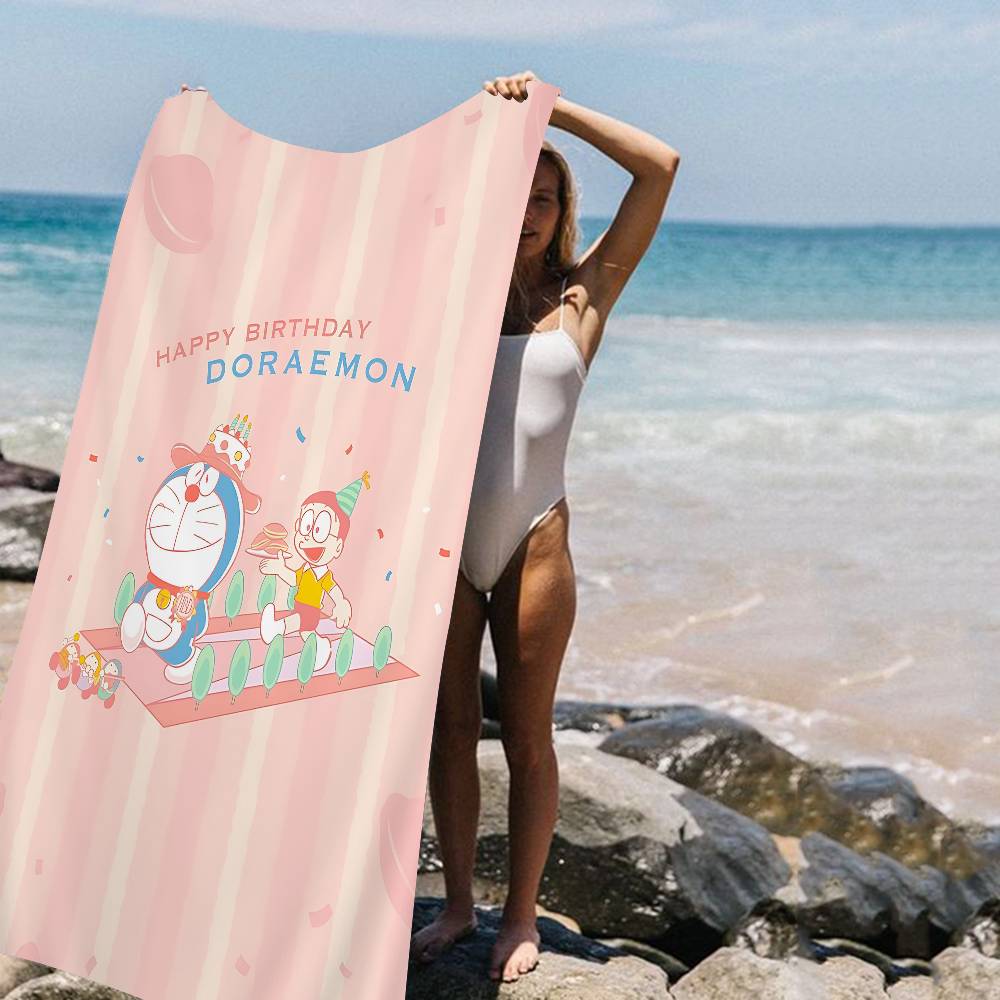 Funny Cartoon D-Doraemones Movie Microfiber Printed Beach Towel Mountain Climbing Yoga Beach Swimming Running Absorbent Towel