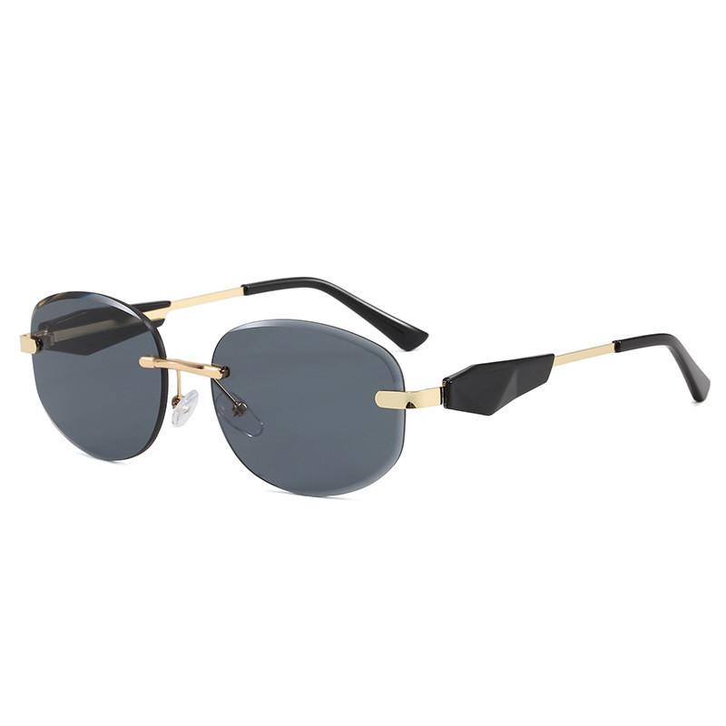 European Style Frameless Oval Sunglasses With Uv400 Protection For Fashion And Travel