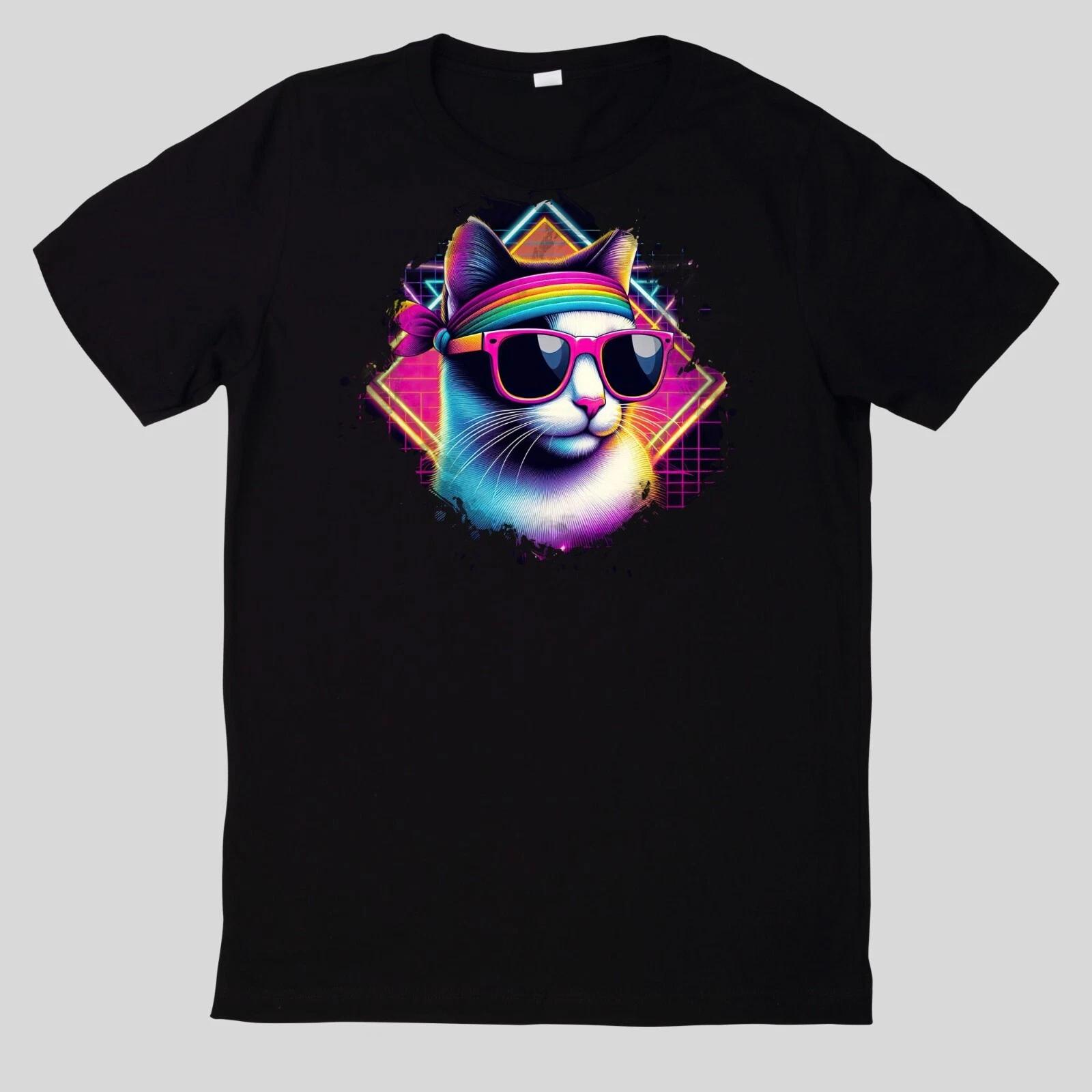 T-Shirt Aquarell Retro coole Katzen XXL