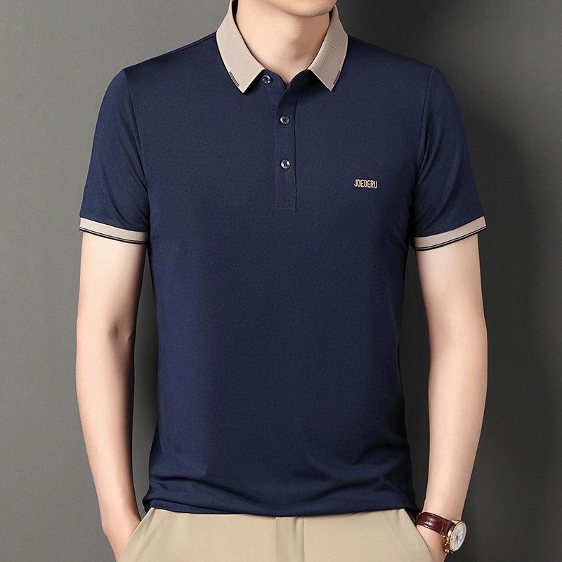 Men's Polo Shirt Short Sleeve Lapel Summer New Letter Embroidery Leisure Collared T-shirt Men