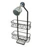 Hooks Hanging Shower Basket Anti-Swing Rustproof Over Shower Head Organizer Extra Wide Space Detachable Storage Rack Sponge