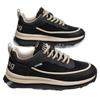 Thick-soled Travel Men's Shoes, Black Leather Surface Men's Running Anti-slip Sports Single Shoes M350