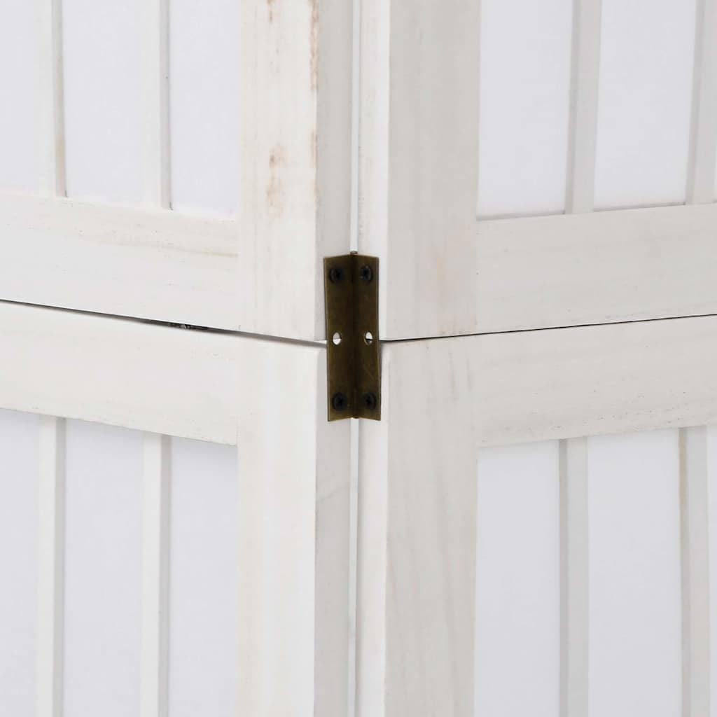 Vidaxl Room Divider, 4-Panel, White, Solid Paulownia Wood