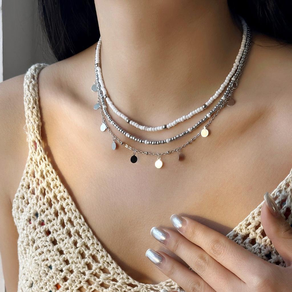 Multilayer Imitation Pearl Polymer Clay Beads Necklace for Women Bohemian Starfish Conch Shell Choker Chain Summer Jewelry Gift