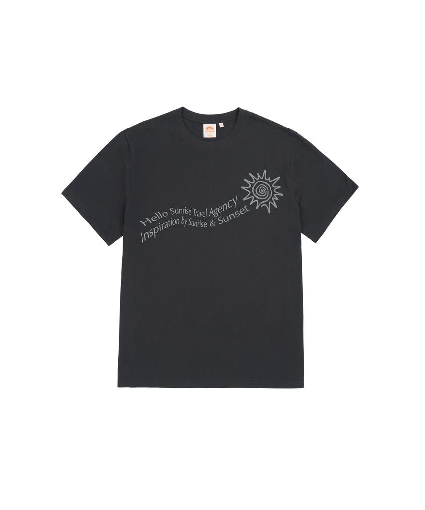 HELLO SUNRISE Hs Travel Agency Wave Logo Tee_Charcoal