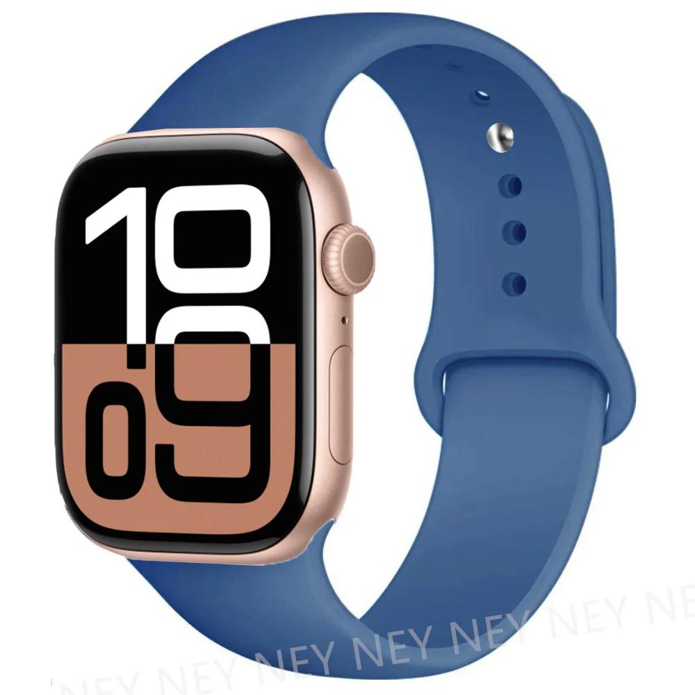 Silicone Band For Apple Watch Straps Ultra 2 49mm 45mm 44-40mm 41mm Sport Bracelet Apple Watch Series 10 42mm-46mm 8 7 6 5 SE 9