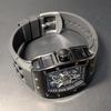 Used New Watch Richard Mille Type Quartz Homage Watch Rubber Tonneau Skeleton Black