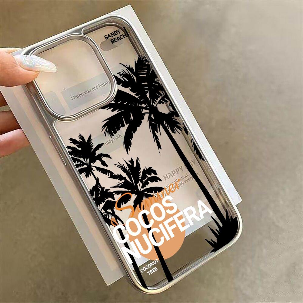 

Island Sunset Scenery Clear Case For iPhone 16 Pro Max Cases iPhone 17 11 12 13 14 15 Pro Max Plus Plating Drop Landscape Coque iPhone 14