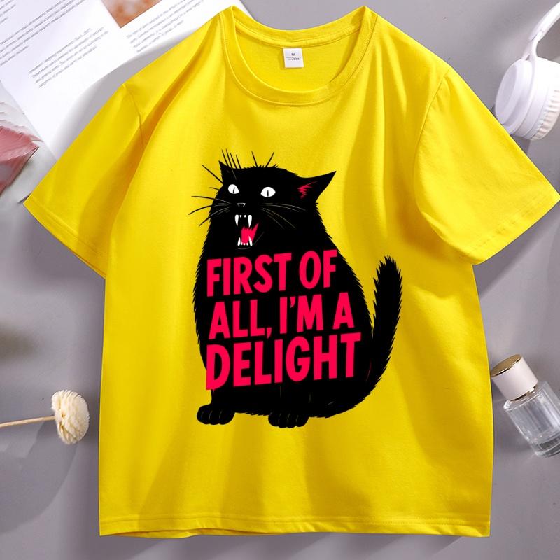 First of All Im A Delight TShirt Funny Cat Tshirt Cotton Short Sleeve Round Neck Tee Animal Catlover Tee Humor Graphic TShirt