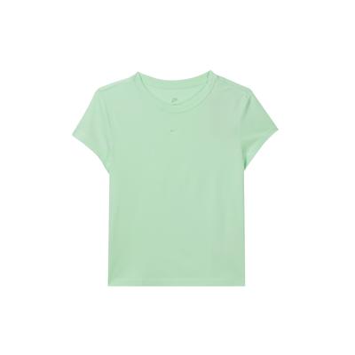 Einfarbig Runder Hals Lässiger Pullover Kurzarm T-Shirt Damen Oberteile Dampfgrün FV5509-376