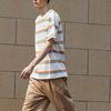 Li Ning Cf Mars Sports Fashion Series Alien Relic Striped Loose Short Sleeve T-Shirt Men Tops Orange AHSR724-3