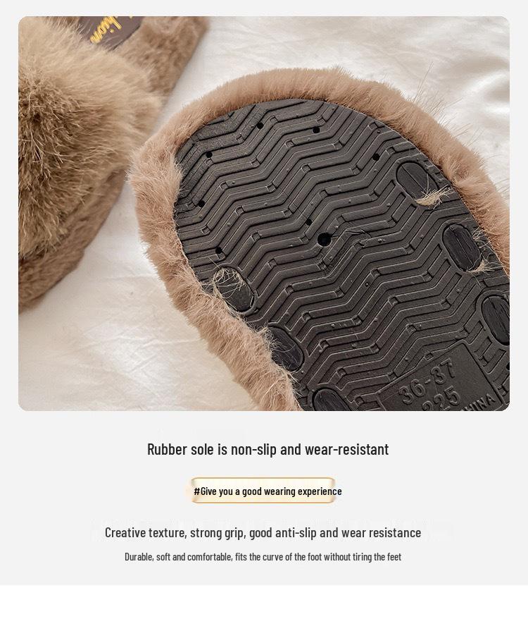 2025 New Furry Women's Fluffy Slippers: High-End, Thick Sole, Outdoor Wear, Perfect for Autumn and Winter