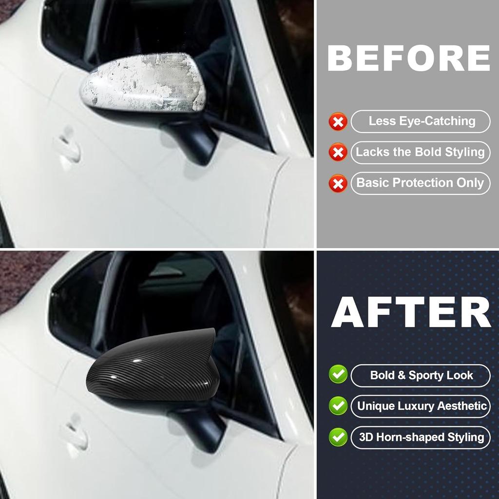 Motoforti 2 Stück Links Rechts Seiten Spiegelkappe für Ochsenhorn-Flügelspiegel für Subaru BRZ 2022-2024, für Toyota GR86 2022-2024, Auto Rückspiegel Fahrer Beifahrer