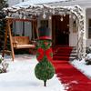Christmas Snowman Topiary 31" Artificial Snowman Shaped Topiary Tree with Red Bow Santa Hat Faux Boxwood Topiary for Home Front Porch Garden Decor