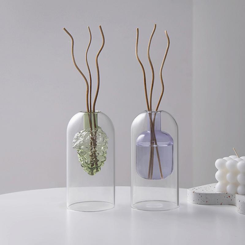 Double Layer Glass Aromatherapy Bottle Essential Oil Volatilization Bottle Ornament Home Decoration Hydroponic Vase