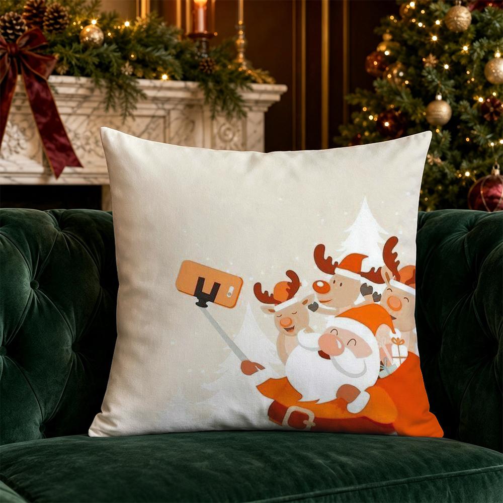 Christmas Cartoon Pillow Covers Pattern Cushion Cover Suitable for Sofa Bedroom Car Pillow Cover