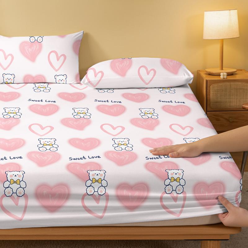 1 Cartoon Niedliche Tiere Bär Gedrucktes Mattes Spannbettlaken, Schlafzimmer Bedruckter Bettbezug, Bettwäsche (Ohne Kissenbezüge)