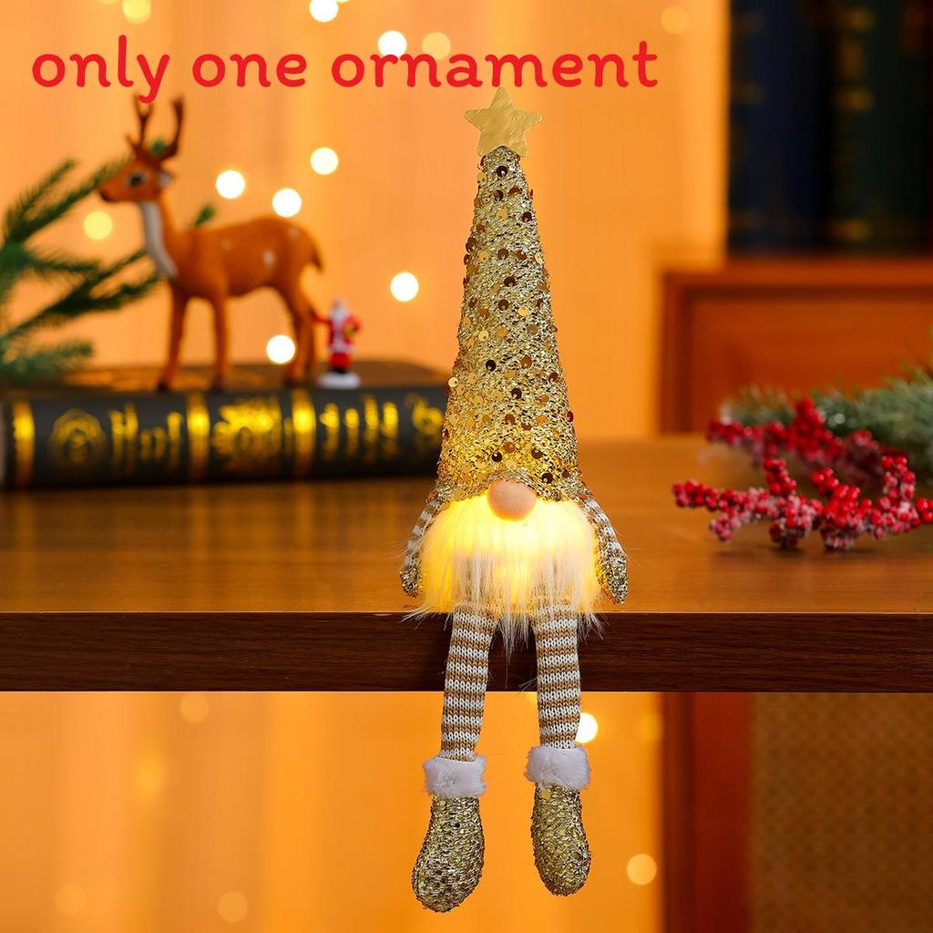 Christmas Led Lighted Plush Toy With Glittering Face Mask For Holiday Decor