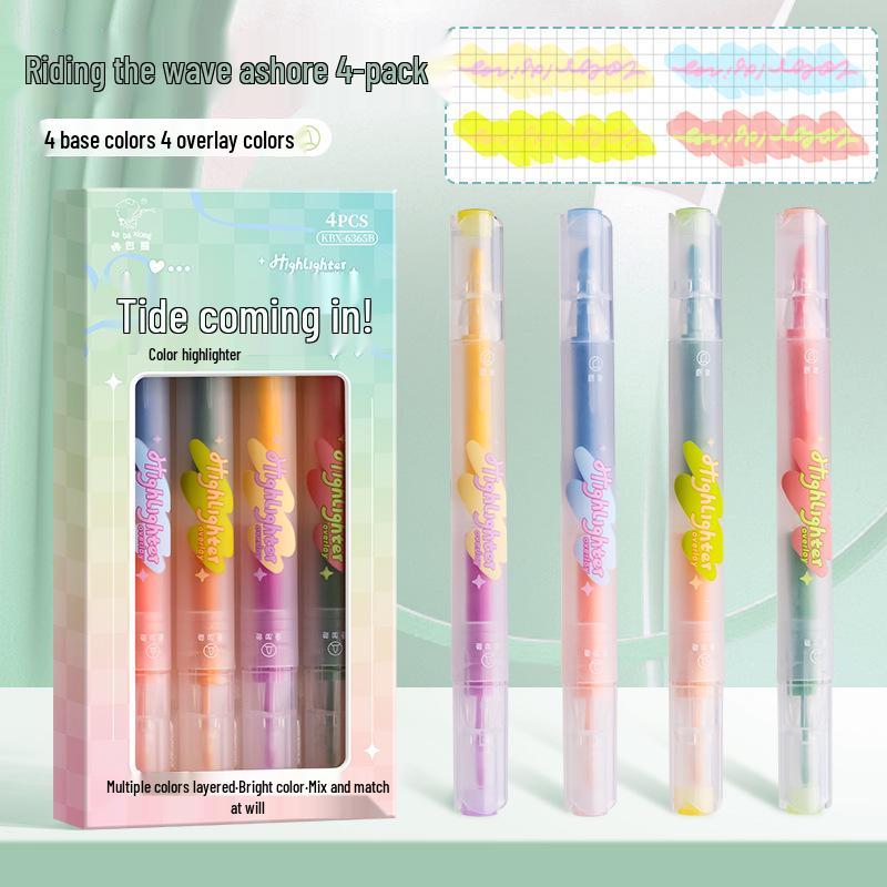 

Stackable Double-Ended Colored Highlighters - Key Underlining & Art Doodle Pen for Students & Children.