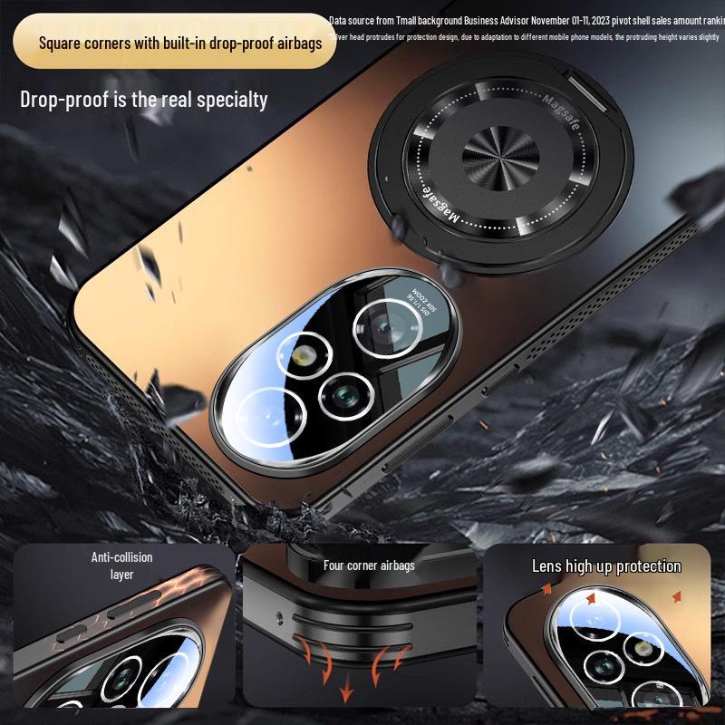 Magnetický otočný stojánek na telefon pro Honor 200/300: Matná, Plné krytí, Ochrana proti pádu, Protiskluzová ochrana