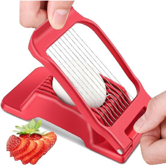 Egg Slicer for Hard Boiled Eggs Egg Cutter Strawberry Slicer Heavy Duty Aluminium Tomato Slicer Stainless Steel Wire Multipurpose Egg Slicer Dicer красный