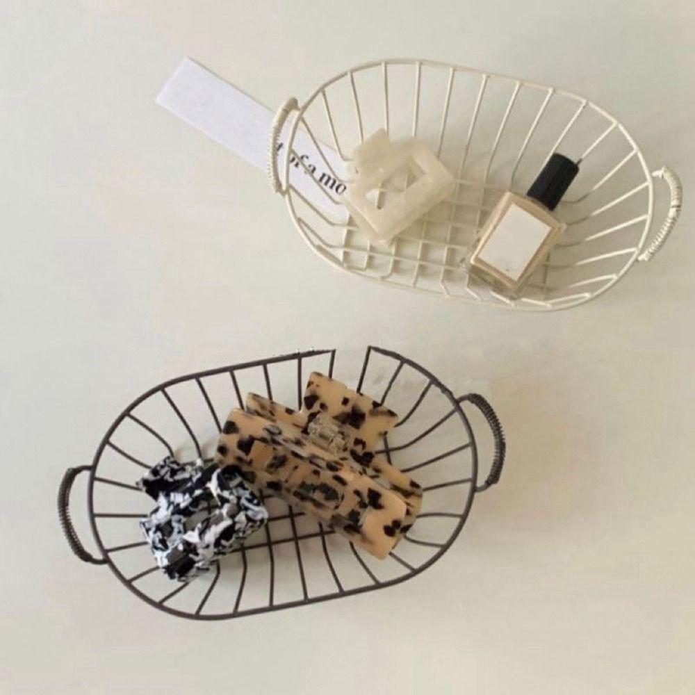 Beige Wire Storage Basket Small Sundries Organizer Vintage Fruit Basket  Kitchen