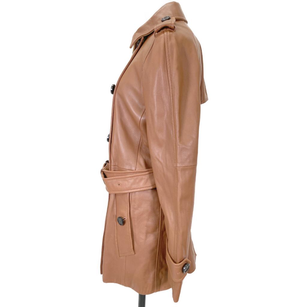 COACH F86434 Brown Lambskin Leather Belted Medium Coat coat XS BrownUsed