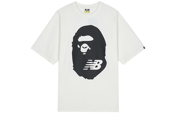 New Balance X BAPE Men s Collaboration Retro Logo Print Crewneck T-Shirt White BATE2000-IVX XL