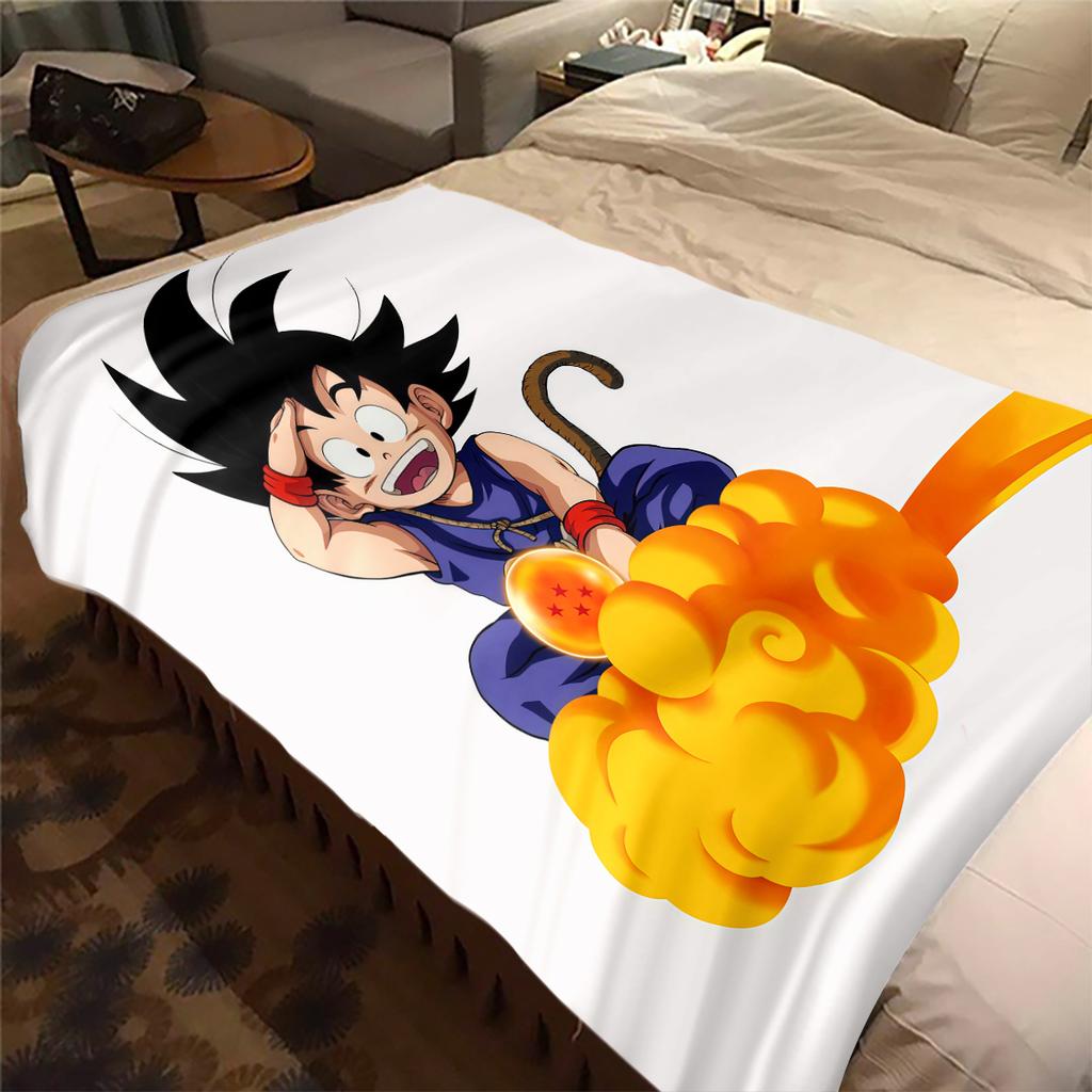 1PC Cute Cartoon Son Goku  Print Flannel Blanket, High Quality All Seasons, Home Decor, Warmth and Comfort, Perfect for Christmas Gifts