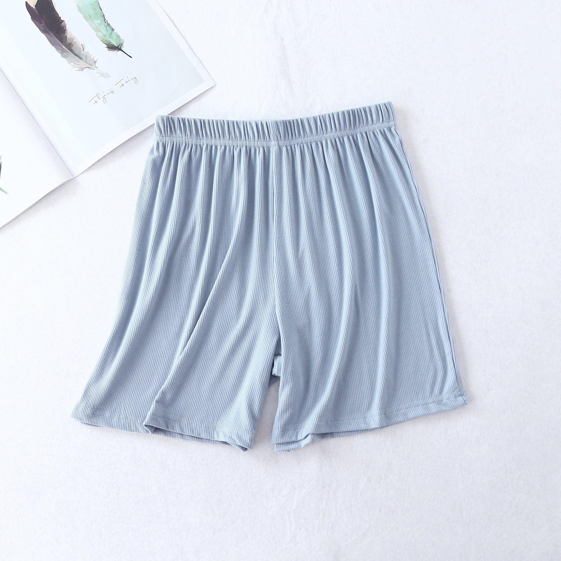 

Женские летние домашние пижамные штаны из модала с нитками, свободные повседневные тонкие спортивные шорты большого размера в рубчик с пятью точками XXL синий