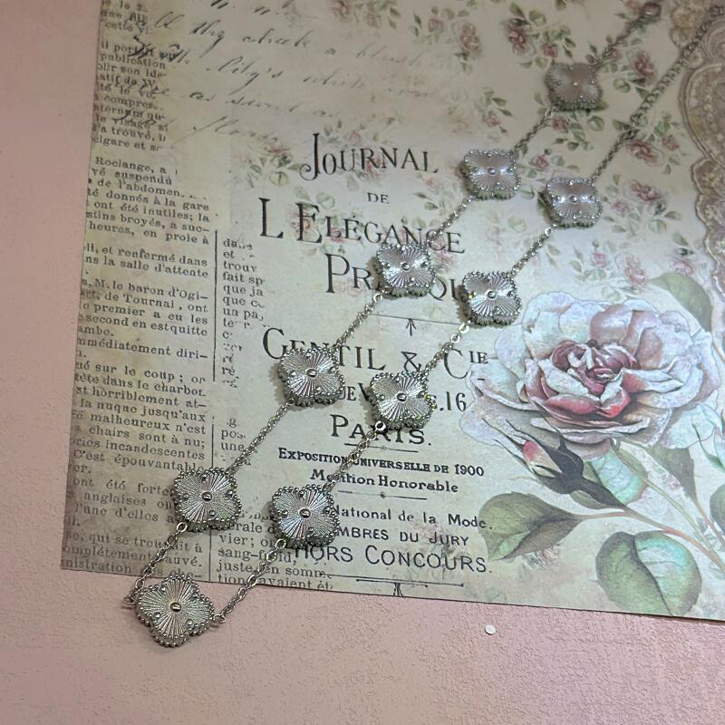 15MM High Version Ten Flower Four-leaf Clover Necklace 18k Double-sided Mother-of-pearl Four-leaf Clover Sweater Chain