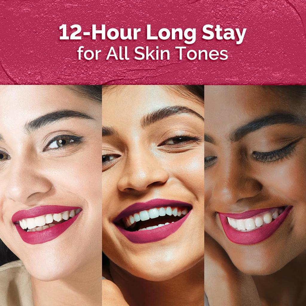 Mamaearth Moisture Matte Longstay Lipstick 2 G Candyfloss Pink 12 Hour Smudge-Proof Lip Color