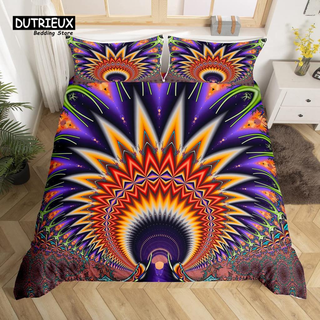 Bohemian Mandala Bettwäsche-Set, 3-teiliges Bettwäsche-Set, Weiche Bequeme Atmungsaktive Bettbezüge, Für Schlafzimmer Gästezimmer Dekor