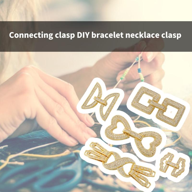 Gold Plated Copper Zirconia DIY Clasp Set Creative Jewelry Crafting Clasps with Zircon for Bracelet & Necklace DIY