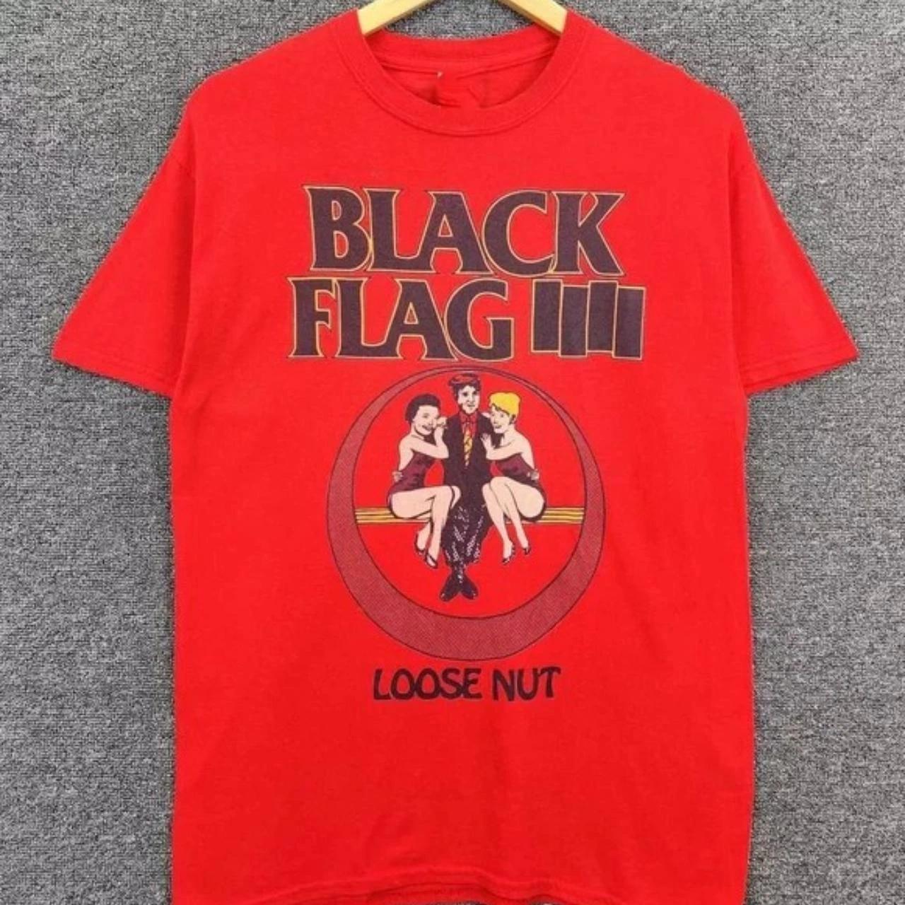 Black Flag Band Loose Nut Red Color T-Shirt Reprint L