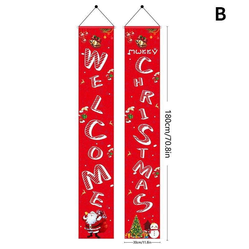 180x30cm God Jul Par på Dørbannere Festdekorativ Verandafane Oxford-stoff for Hjem Veranda Utendørs Jul Hengende Pynt Forsyninger