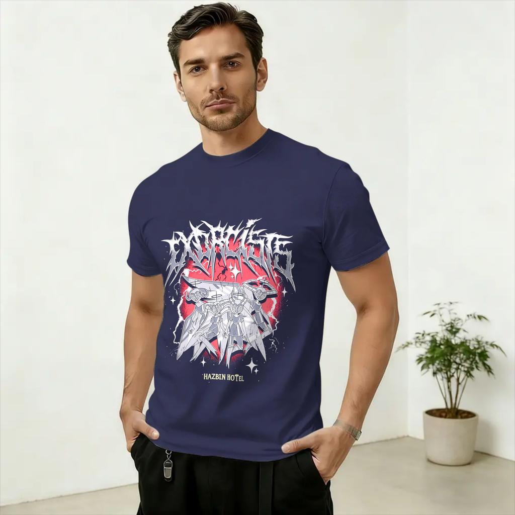 Hazbins Hoteling Vox Solo Metal Cotton T-Shirt For Unisex Summer Y2K Funny T Shirts O-Neck Hippie Tee Shirt Big Size Tops