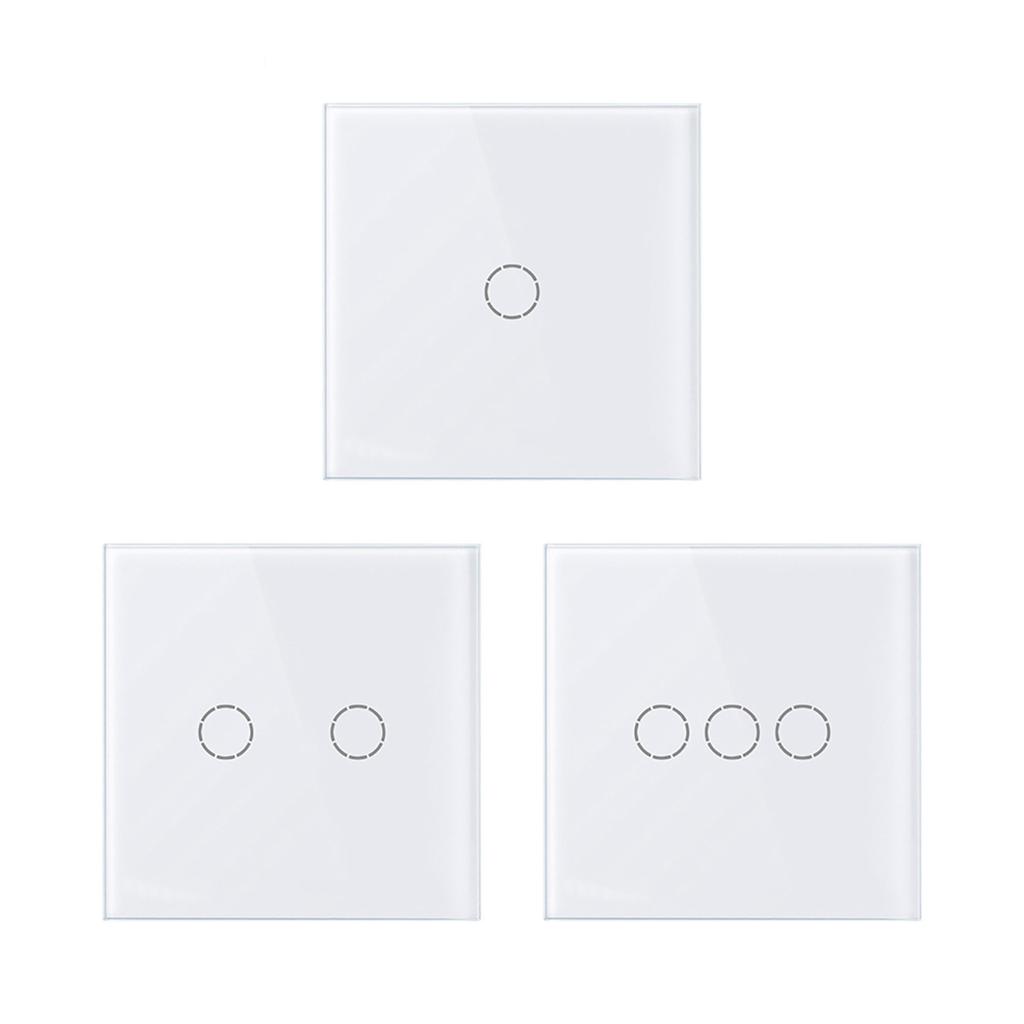 EU Standard Luxury White Crystal Glass Switch Wall Light Touch Switch , 1 Gang 1 Way Touch Switch