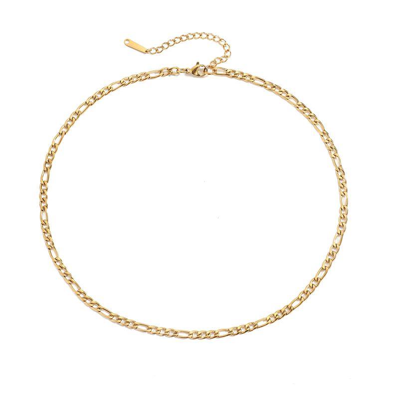 Emanco Ornament Supply Fashion Stainless Steel Accessories Ins Gold Plated Necklace Ladies Clavicle Chain Figaro Necklace Gold-4Mm-38+5Cm